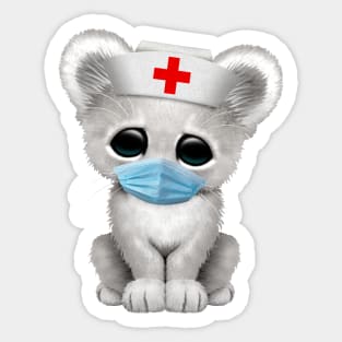 Cute White Lion Cub Nurse Sticker